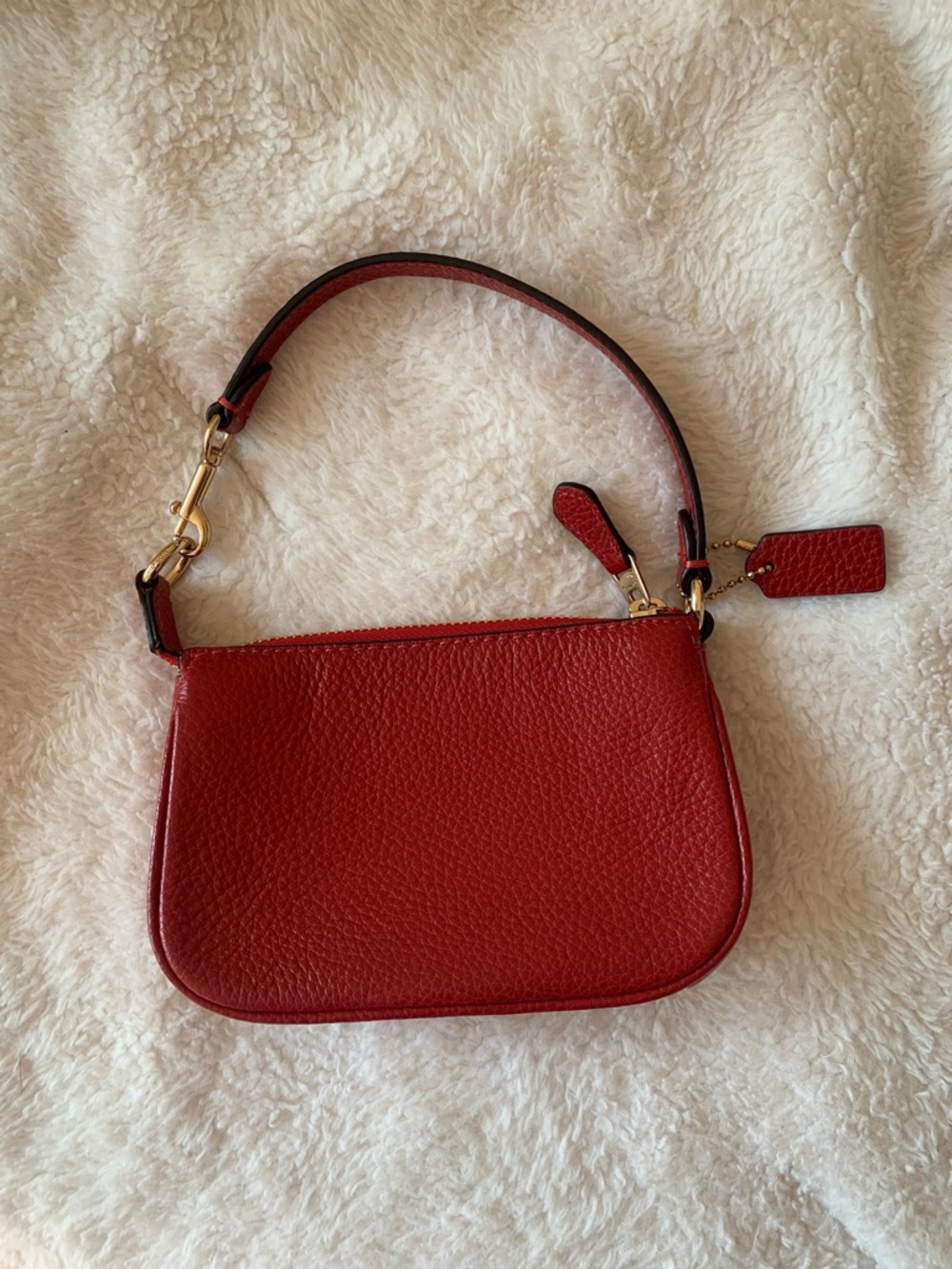 Coach Nolita 15 Cherry Red Pebbled Leather Mini Bag Wristlet New - Picture 2 of 7
